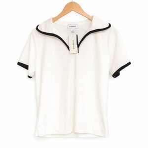 Evereve White Top with Black Accents